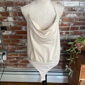 Mustard Seed Cream Scoop Neck Halter Bodysuit Size L